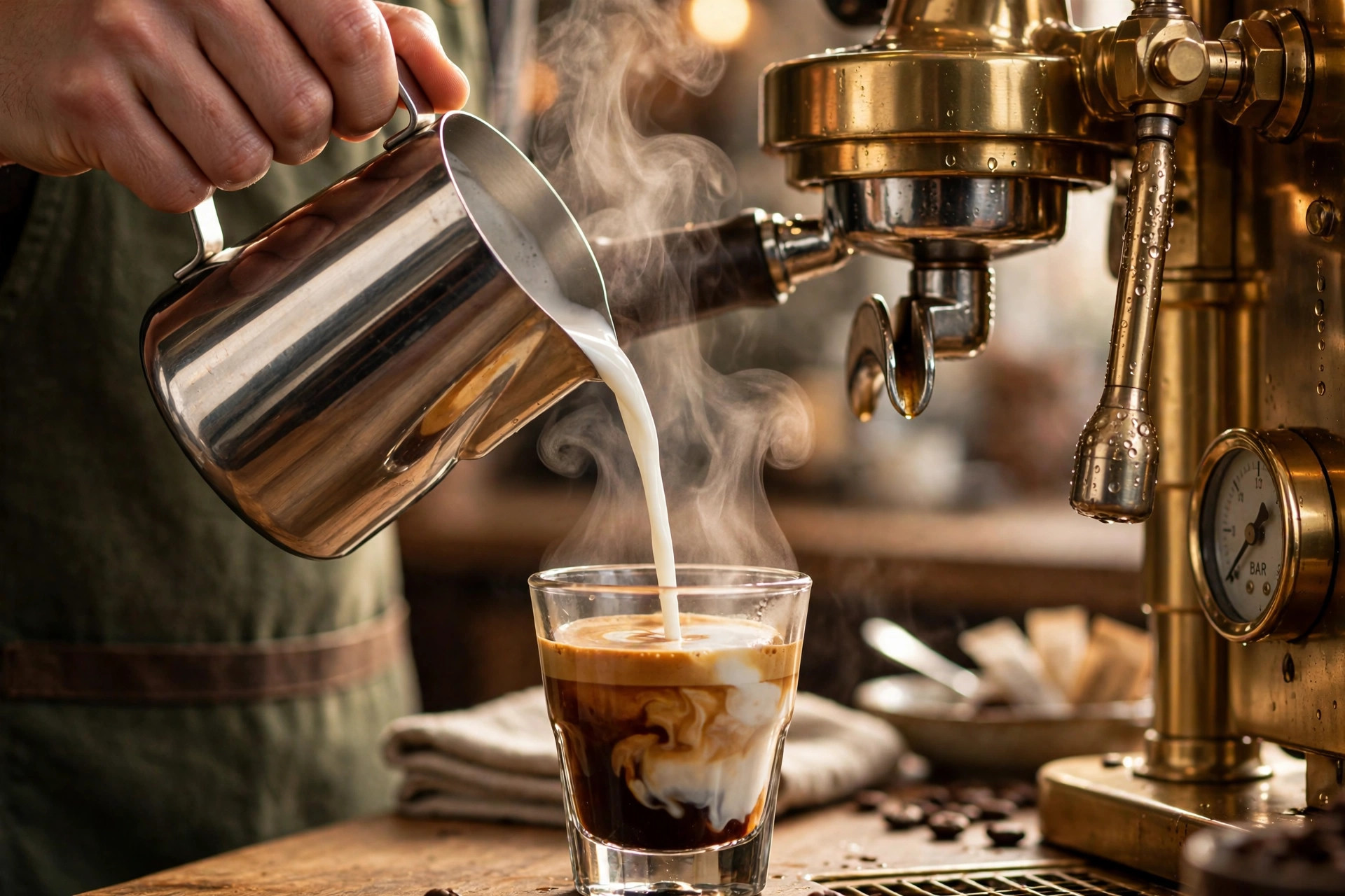 Espresso being pulled at the bar at Common Good Harlem